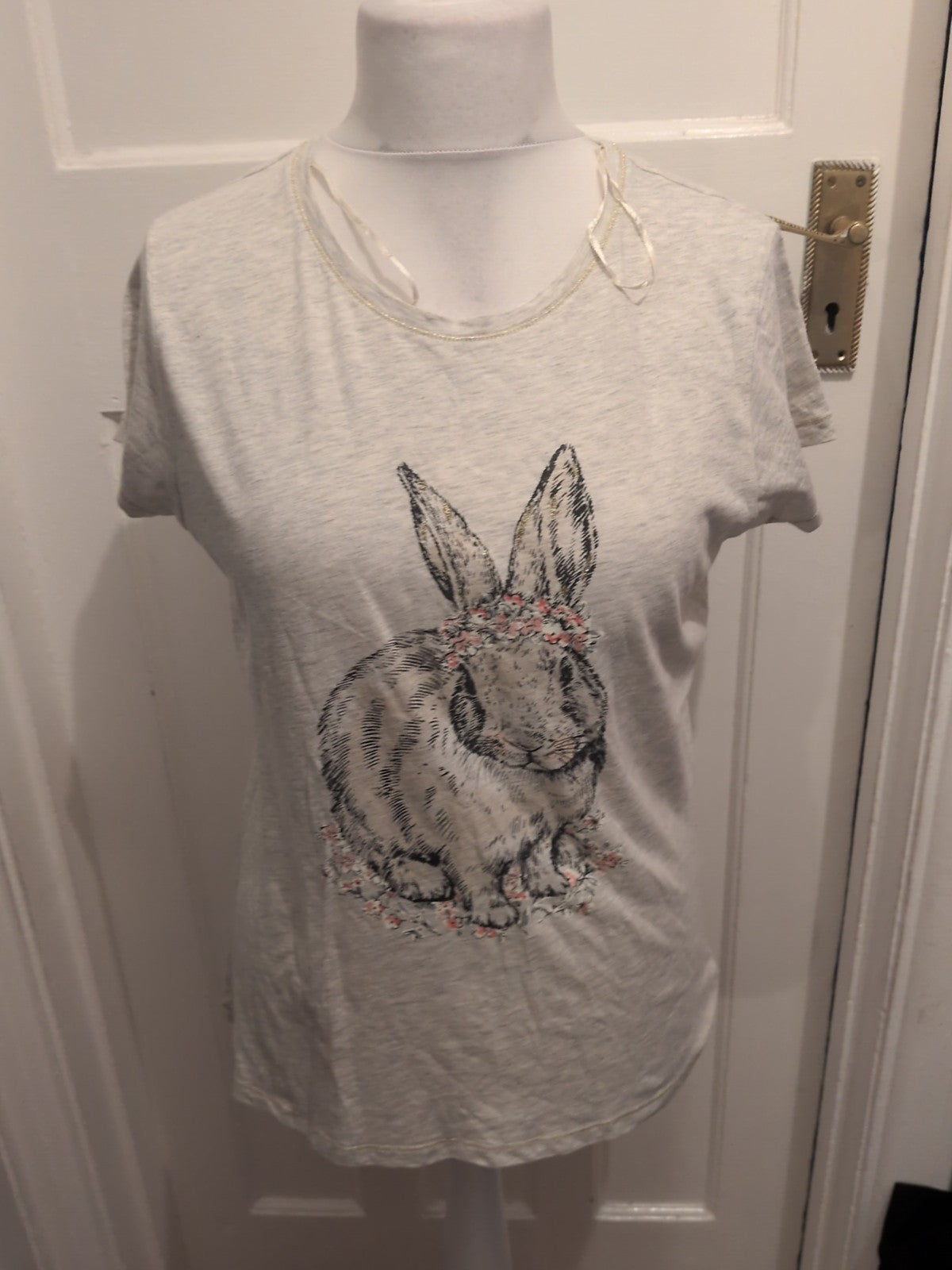 Ladies Matalan Size Medium Stone Rabbit Short Sleeved Pyjama Top