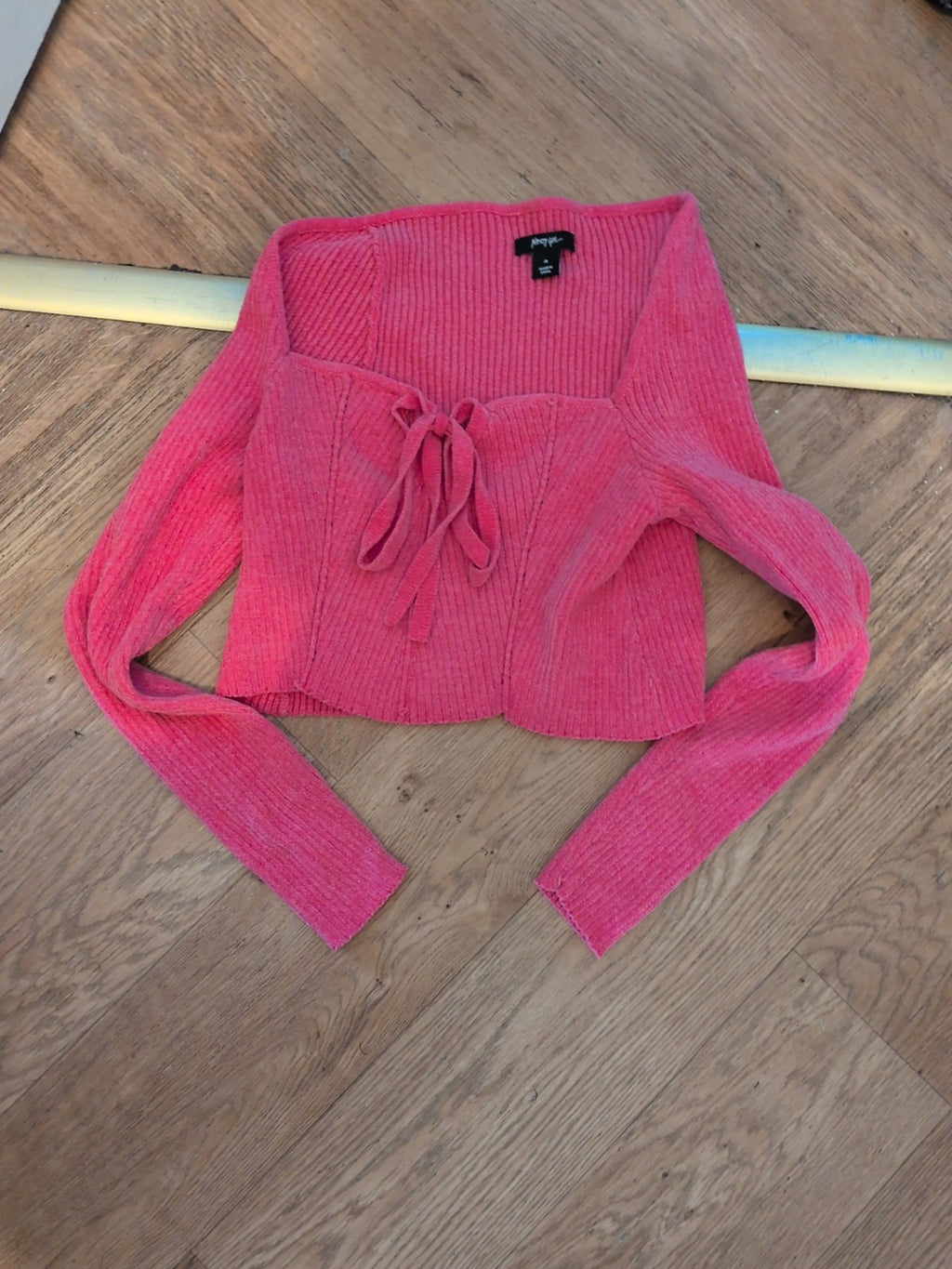 Nasty Gal Medium Pink Long Sleeve Crop Top