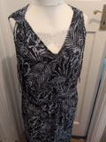 Bonmarche 22 Black And Grey Sleeveless V Neck Maxi Dress Long Length
