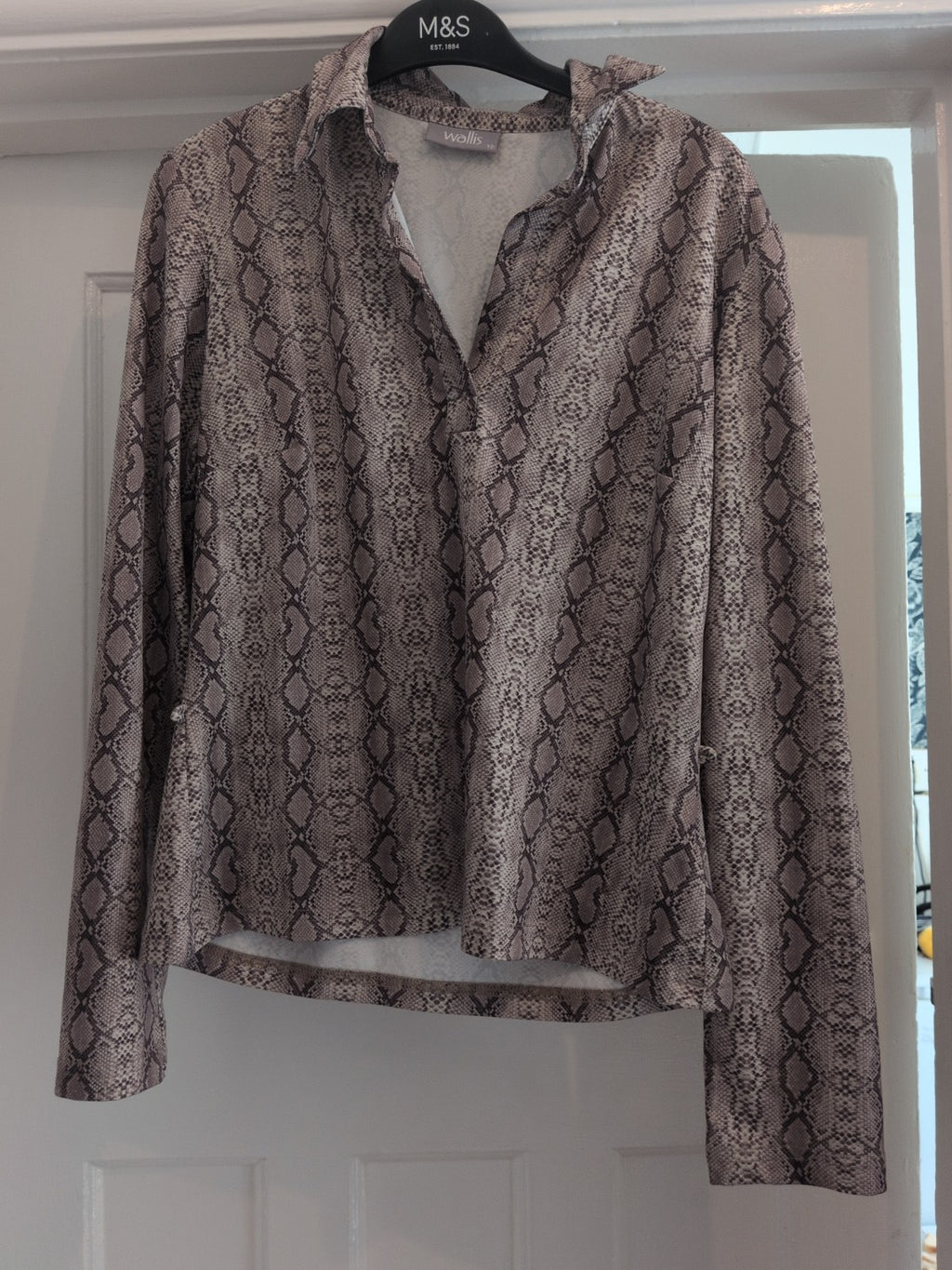 Wallis 12 Collared Multicoloured Long Sleeve Blouse
