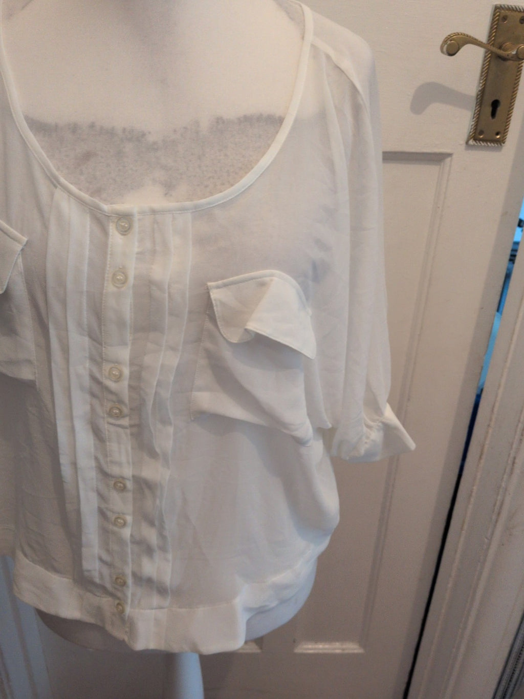 Next 10 White Sheer Short Sleeve Blouse