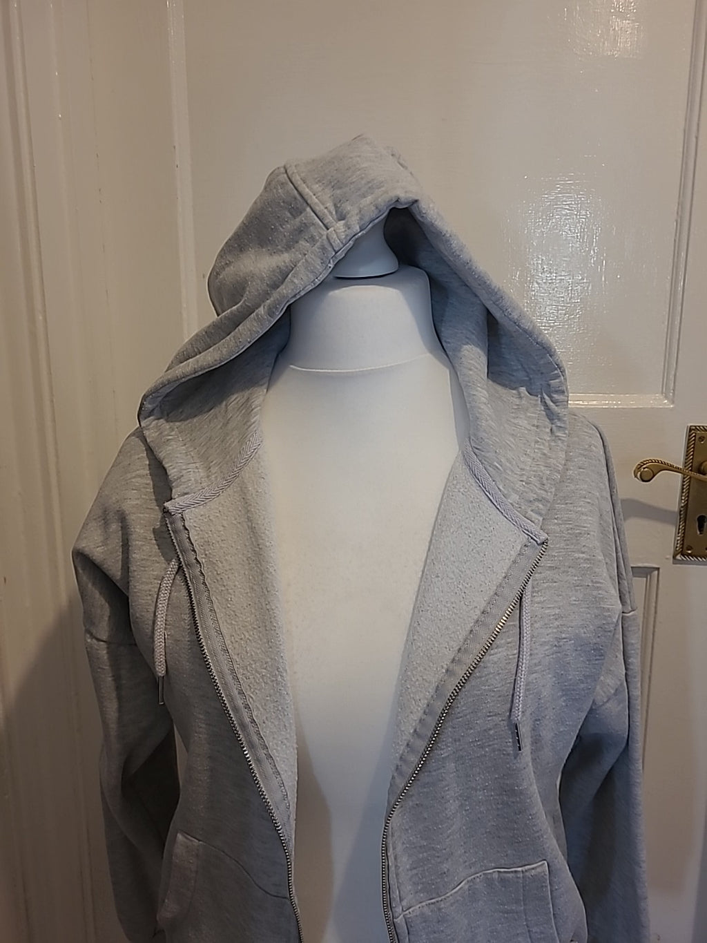 Ladies Primark Size 12 Grey Zipped Jacket With Hood