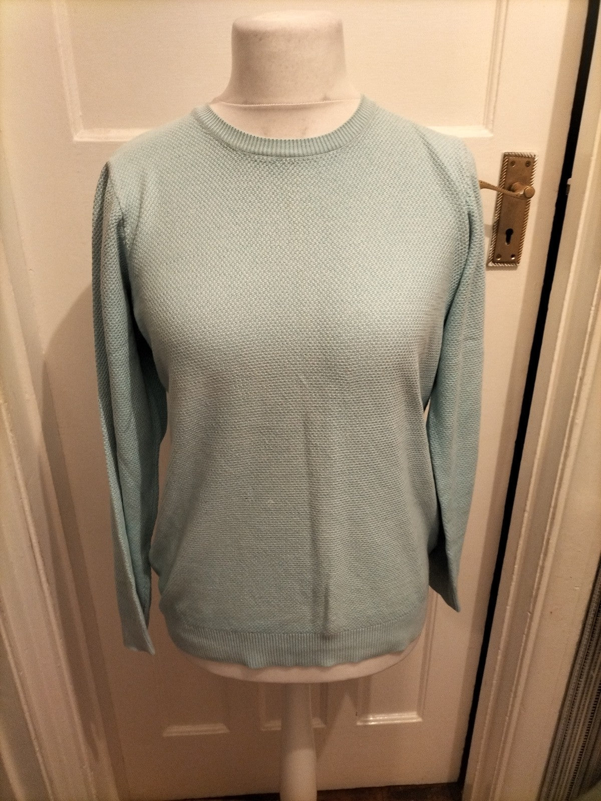 Mens M&S Size Small Sea Breeze Blue Textured Pullover Jumper