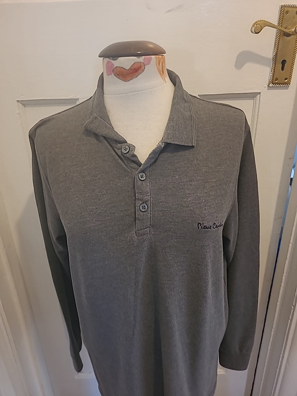 Mens Pierre Cardin Size Large Regular Grey Long Sleeved Polo