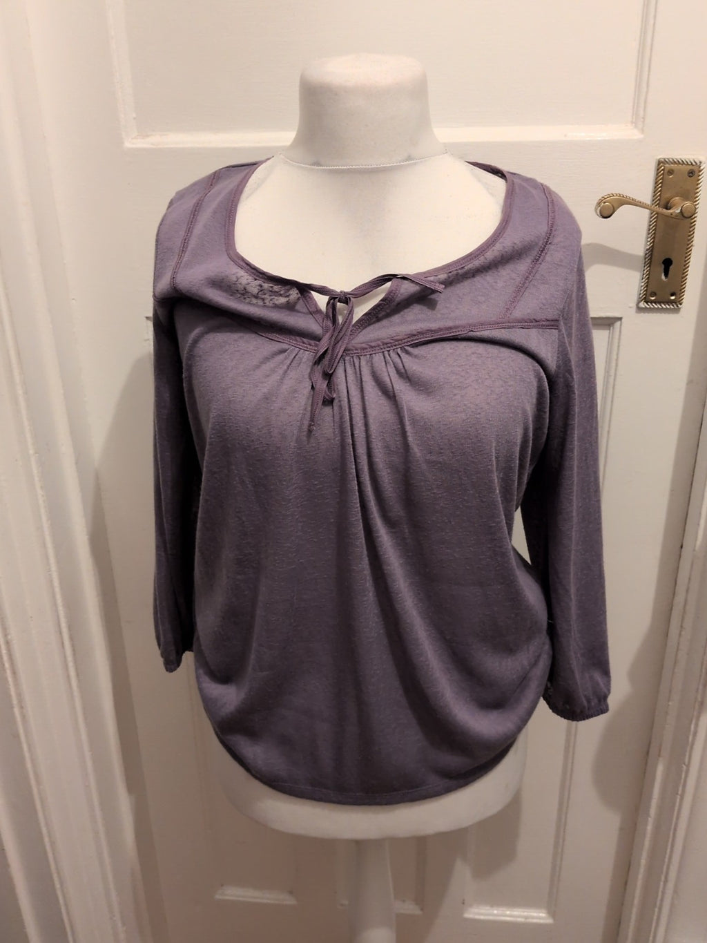 Marks And Spencer 14 Lilac Long Sleeve Blouse Top