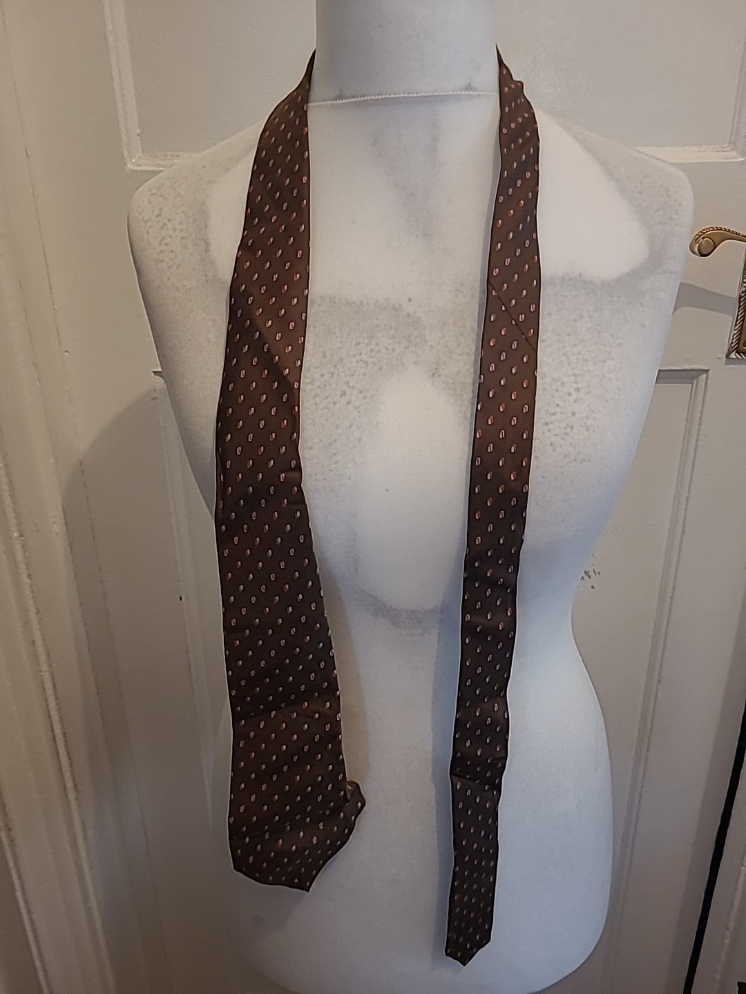 Mens St Michael 100% Silk Brown Pattern Tie