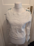 We Are Free Small White Long Sleeve Crinkle Top