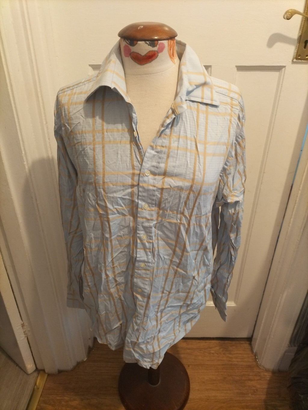 Mens Trotter & Deane Size 16" Blue/Gold Long Sleeved Shirt