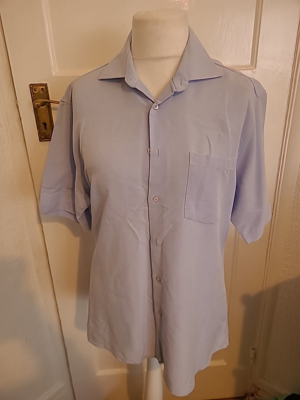 Mens River Island Size Large Light Blue Short Sleeved Shirt