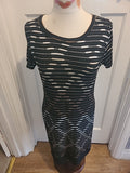 Ladies Elisabetta Villa Size Medium Black White Brown Striped Short Sleeved...