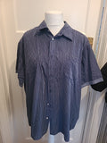 Mens Atlas Size 3XL Blue And Navy Striped Short Sleeved Shirt