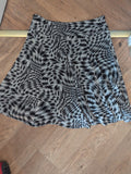 H&M 12 Grey/Black/Cream Knee Length Lined Flare Skirt