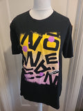 Mens Gildan Size Large Black Pink Yellow Print Short Sleeved Tshirt