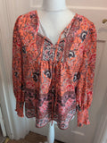 Orange Floral Large Long Sleeve Blouse