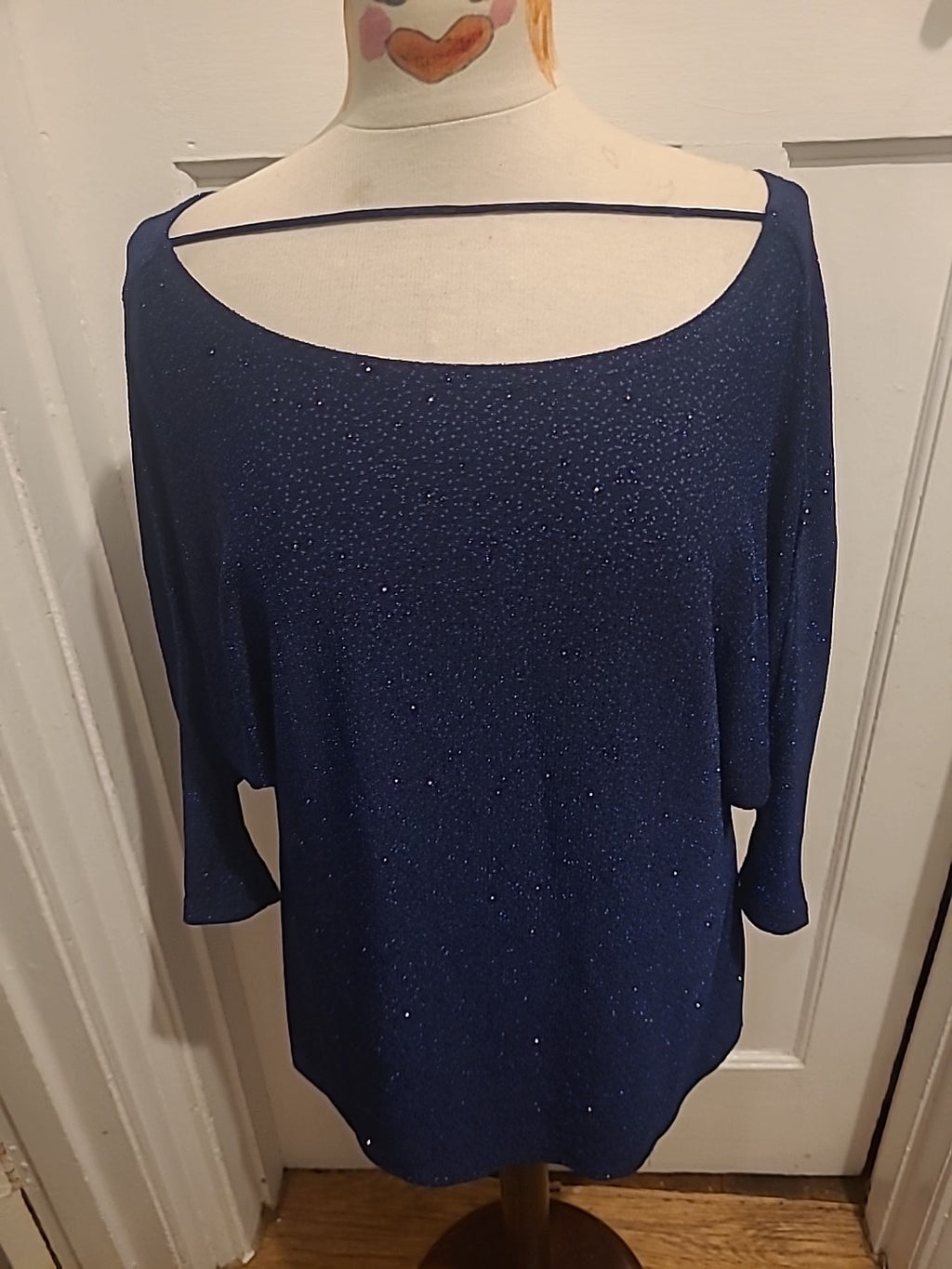 Ladies Jacques Vert Collection Size Medium Navy With Blue Sparkly Long Slit...