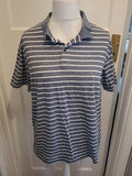 Mens Primark Size XL Navy Fleck And White Striped Short Sleeved Polo