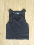 Ladies Primark Size 6-8 Black Ribbed Sleeveless Tight Fit T-shirt