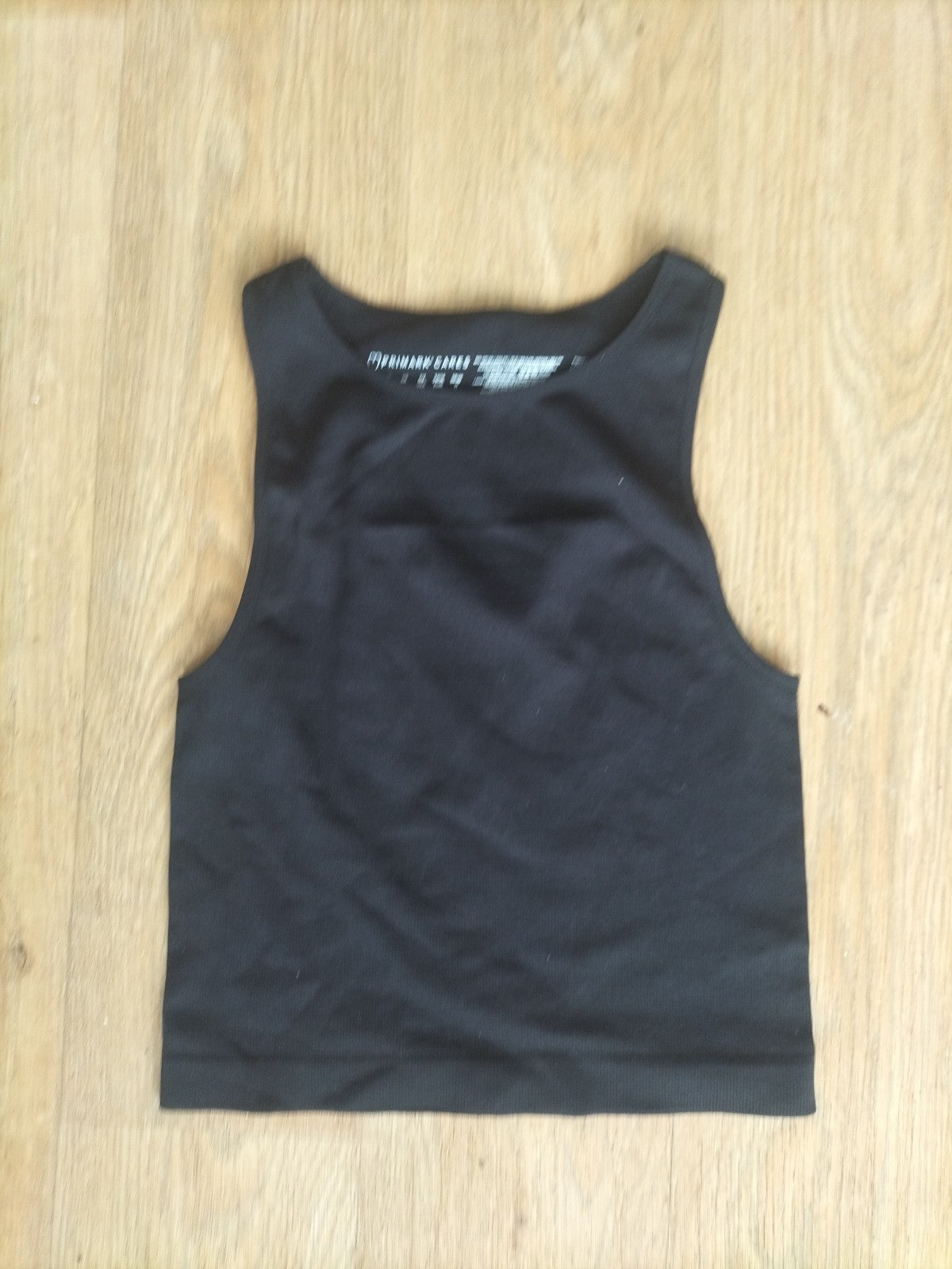 Ladies Primark Size 6-8 Black Ribbed Sleeveless Tight Fit T-shirt