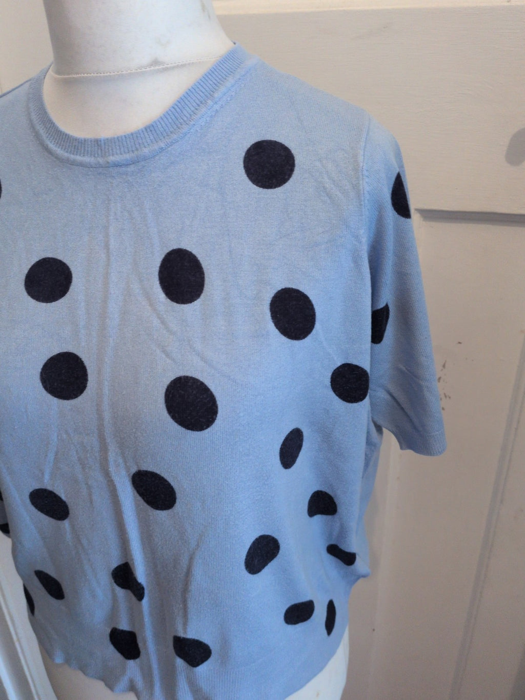 Marks And Spencer 18 Blue And Magy Spot Short Sleeve Top/Jumper