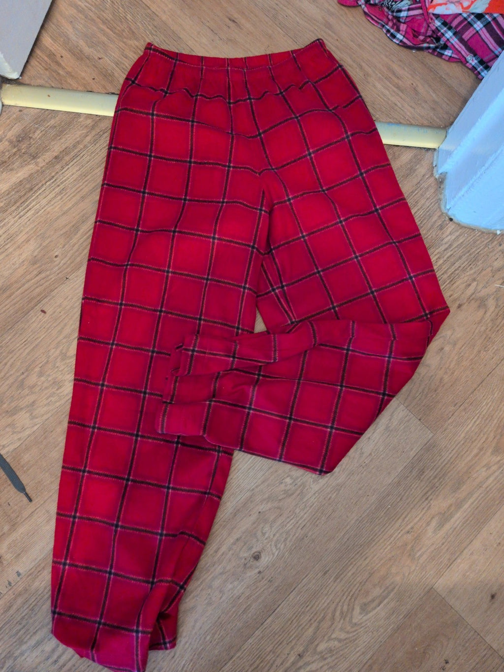 Marks And Spencer Small Red Check Elasticated Pyjama Bottoms