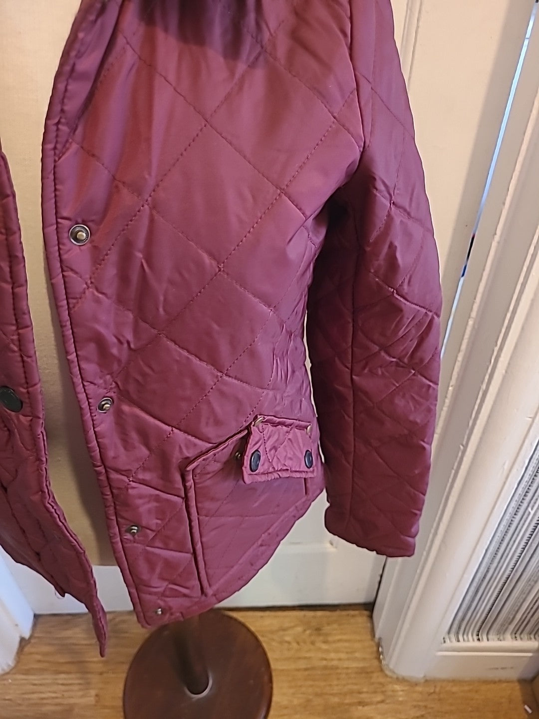 Ladies River Island Size 6 Burgundy Long Sleeved Coat