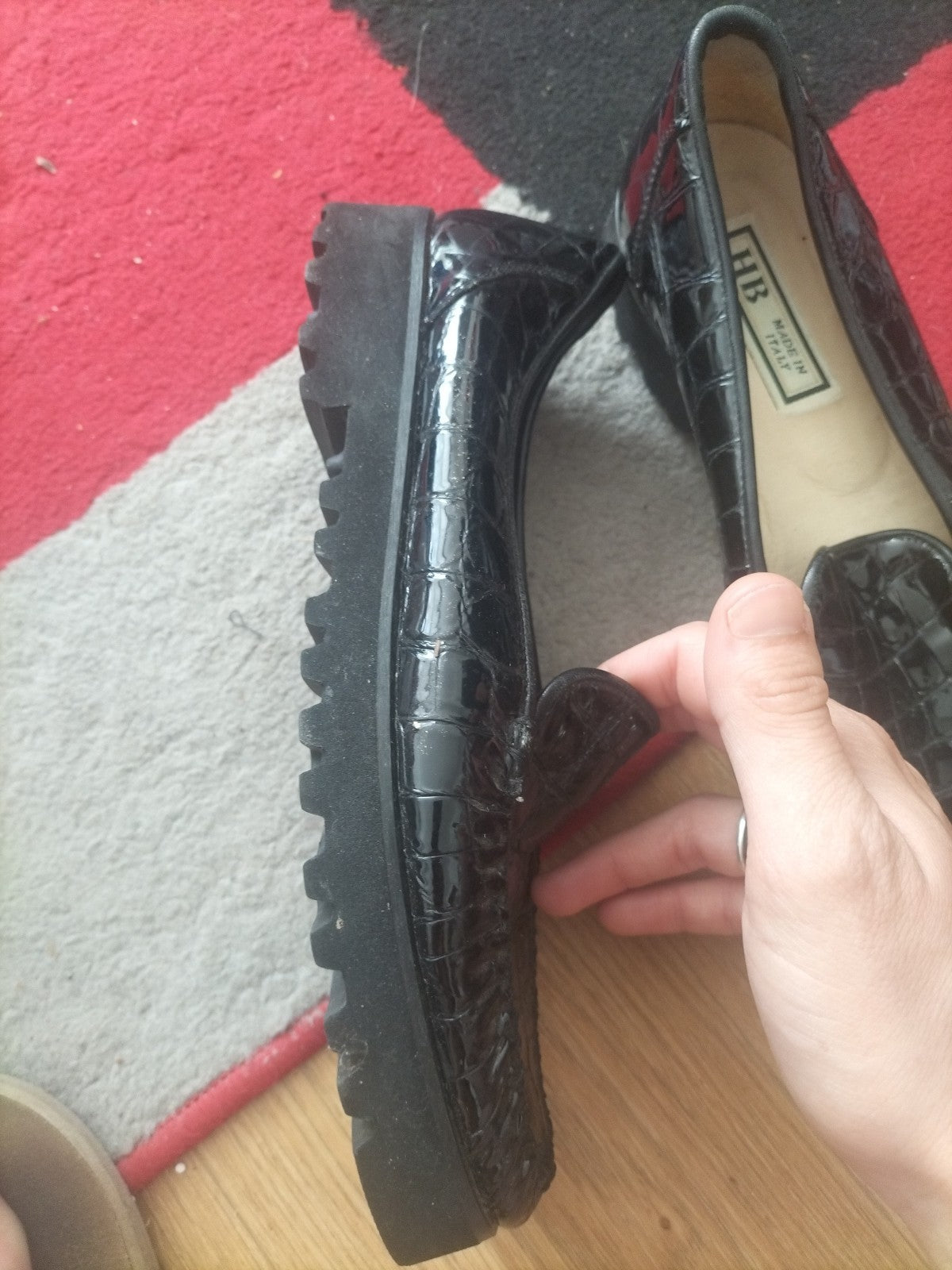 HB Euro 40 Black Pattern Close Toe Casual Shoes