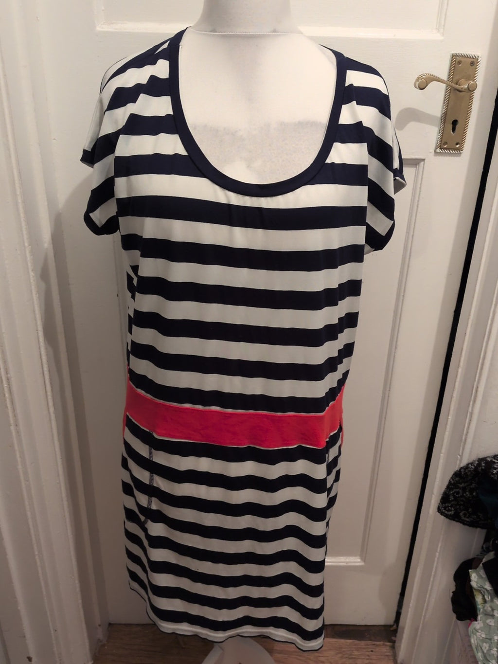 Kape 941 EU 56 Navy Striped Dress Short Sleeve