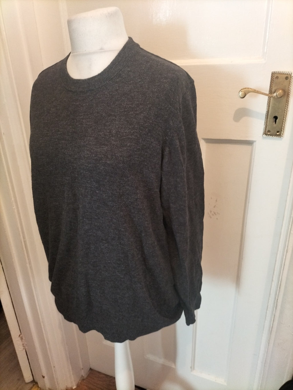 Mens George Size L Black Fleck Pullover Jumper