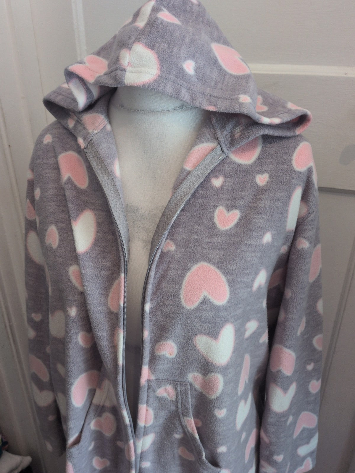 Selena Secret 18-20 Grey And Pink Full Zip Robe