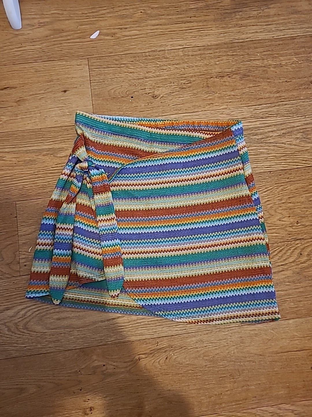 Ladies Shein Size Medium Multi Striped Elasticated Short Skirt