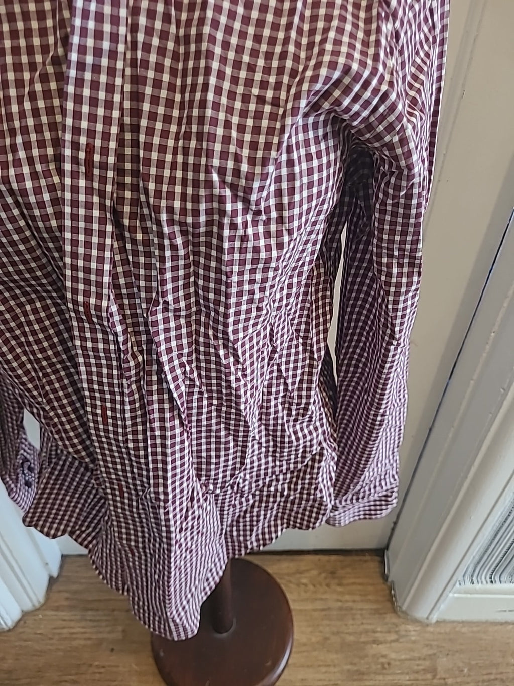 Mens Jeff Banks Size Medium Purple White Check Tailored Fit Long Sleeved Shirt