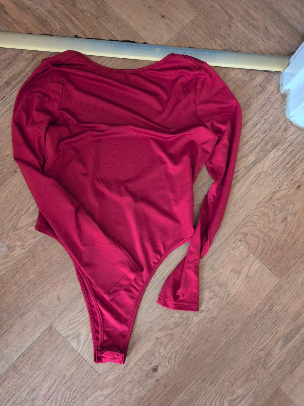 Shein Large Red Scoop Neck Long Sleeve Bodysuit