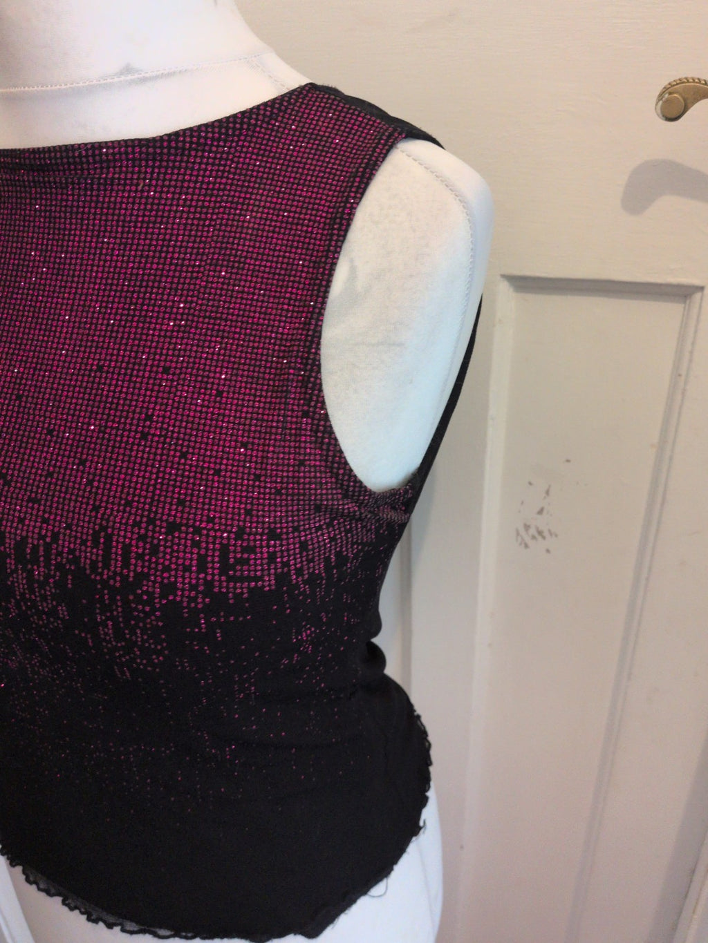 Ladies Dorothy Perkins 16 Pink Sparkly Sleeveless Top