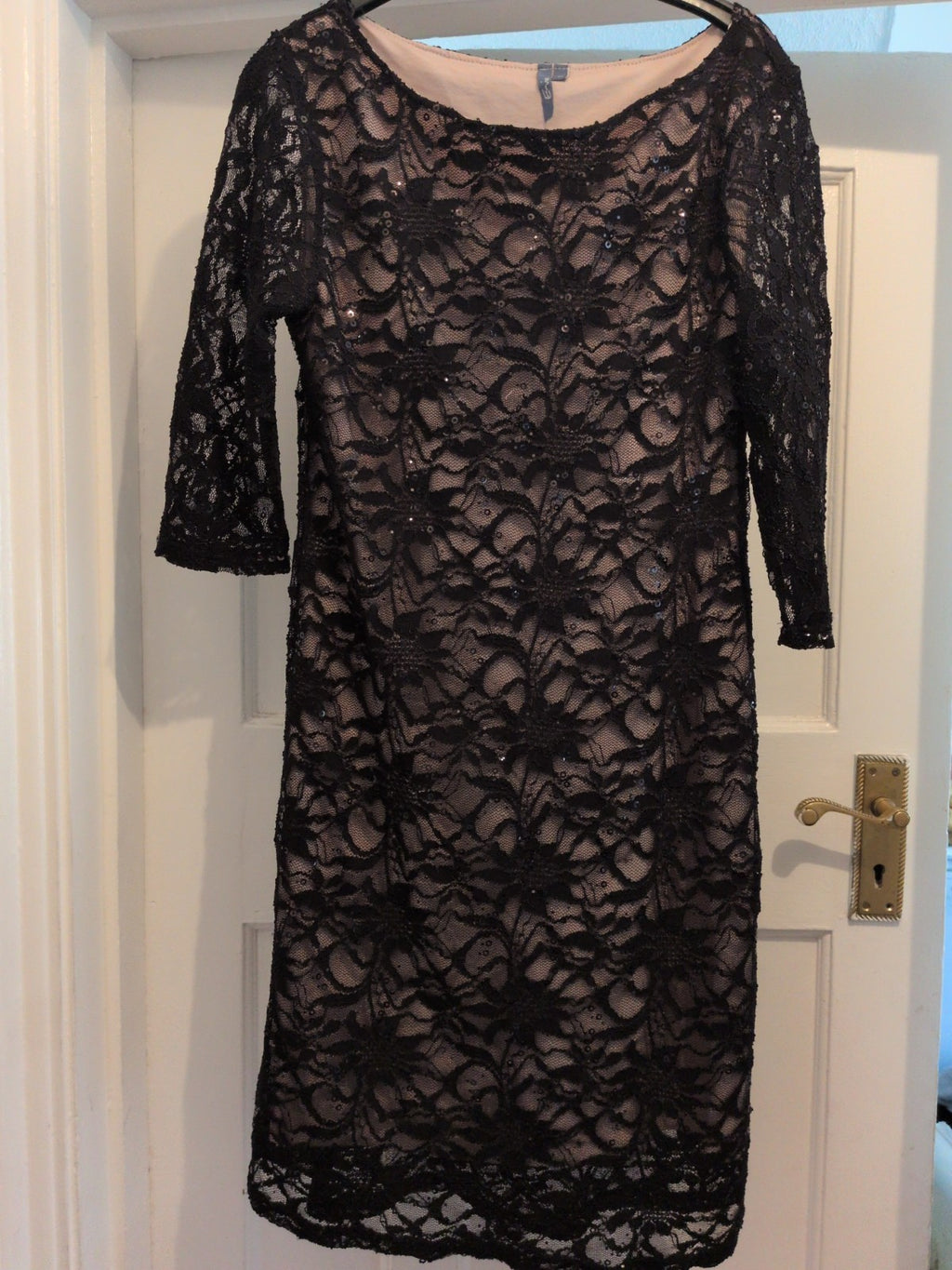 Evie 16 Black Lace Lined Long Sleeve Dress