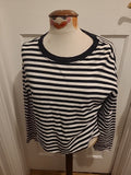 Ladies Size Large Black And White Striped Long Sleeved Jumper