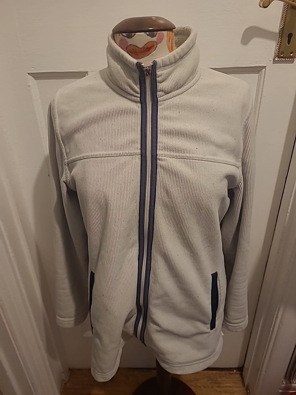 Mens Aigle Size 44" Stone Ribbed Zip Through Jumper(signs Of Wear)
