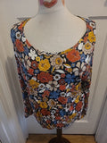 Ladies Tu Size 16 Black Floral Long Sleeve Blouse