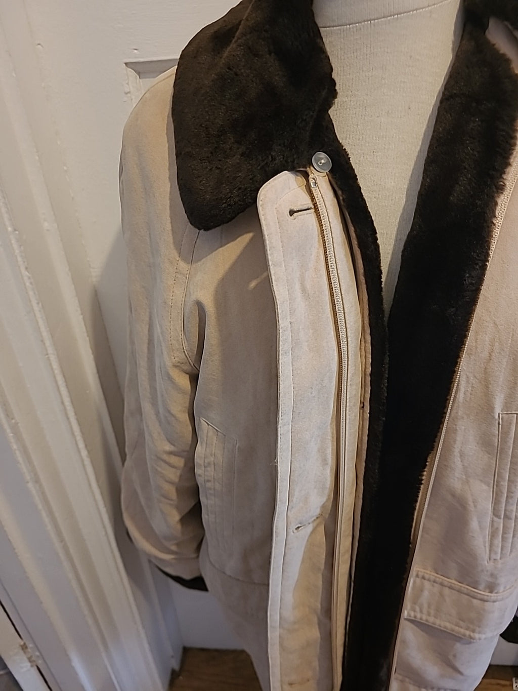 Ladies Ensign Size L/XL Beige Faux Fur Coat