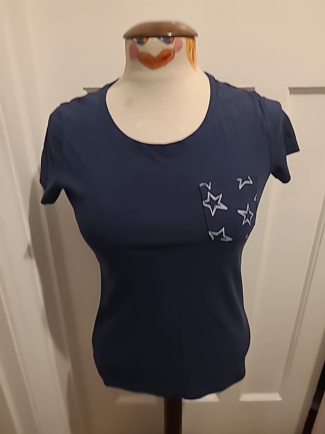 Ladies F&F Size 6 Navy Star Pyjama Top
