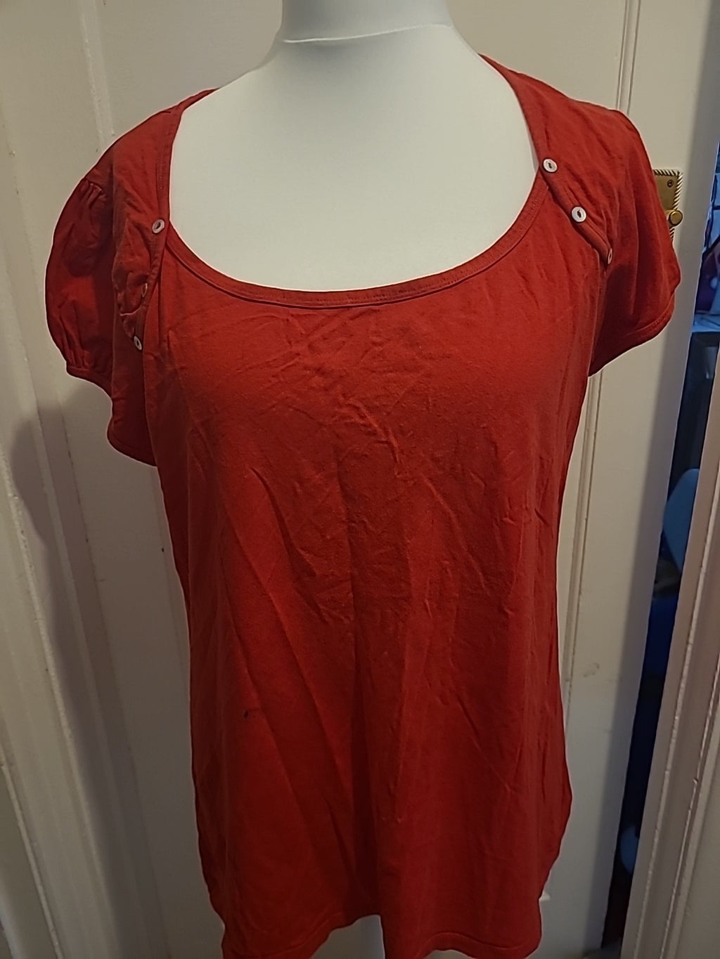 Ladies Editions Size 20 Red Short Sleeved Tshirt(Black Mark On Front)