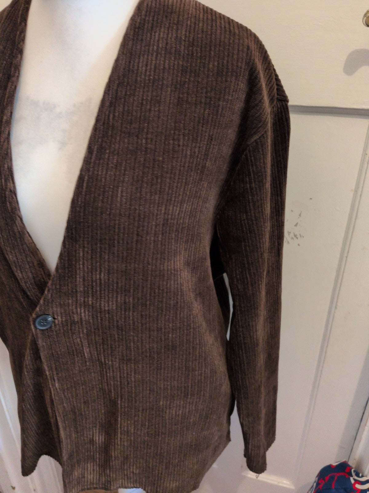 Ladies XL Brown Rib Long Sleeve Blazer