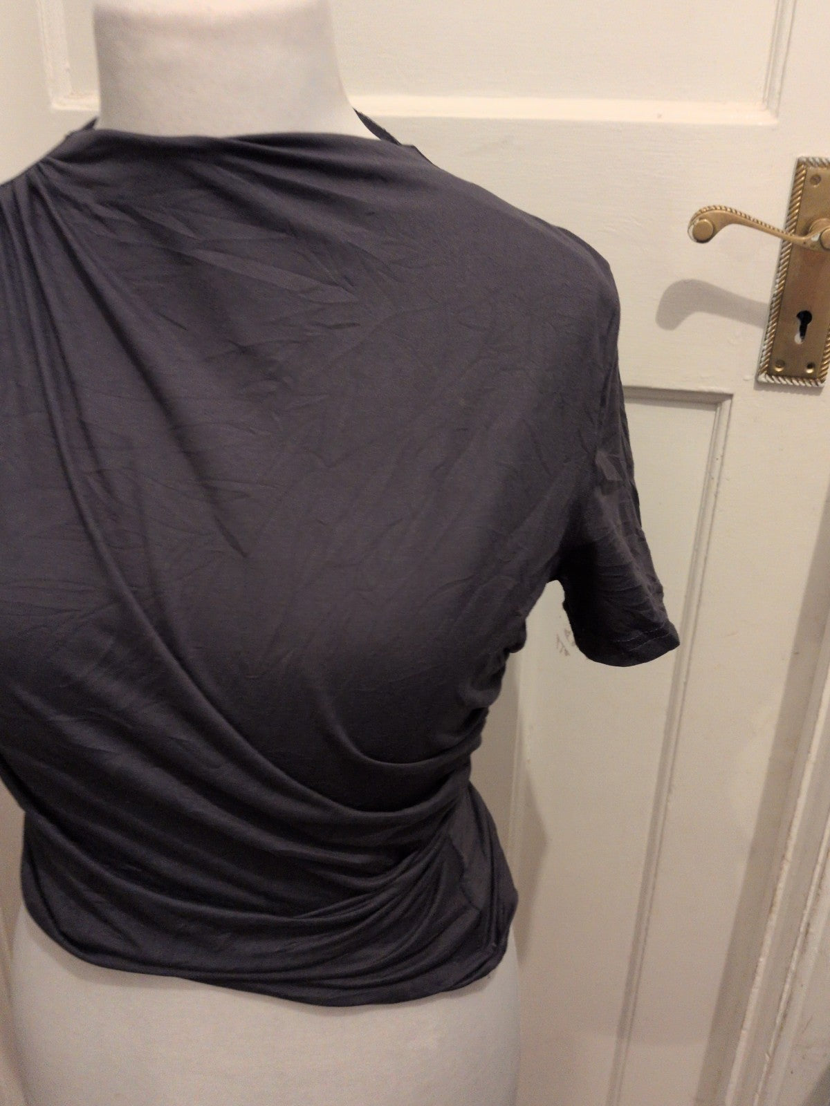 Shein Large Grey Short Sleeve Ruched T-shirt