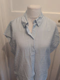 14 Pale Blue Collared Short Sleeve Buttoned Blouse