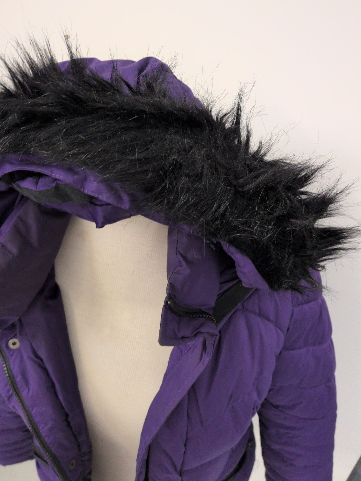 Tu 14 Purple With Black Faux Fur Puffer Coat