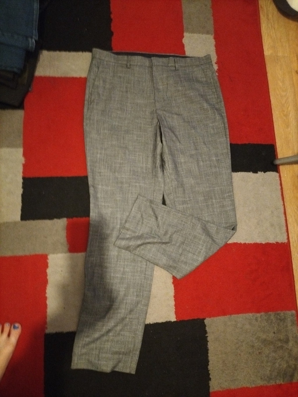 Mens Marks And Spencer Size 36x33L Grey Trousers