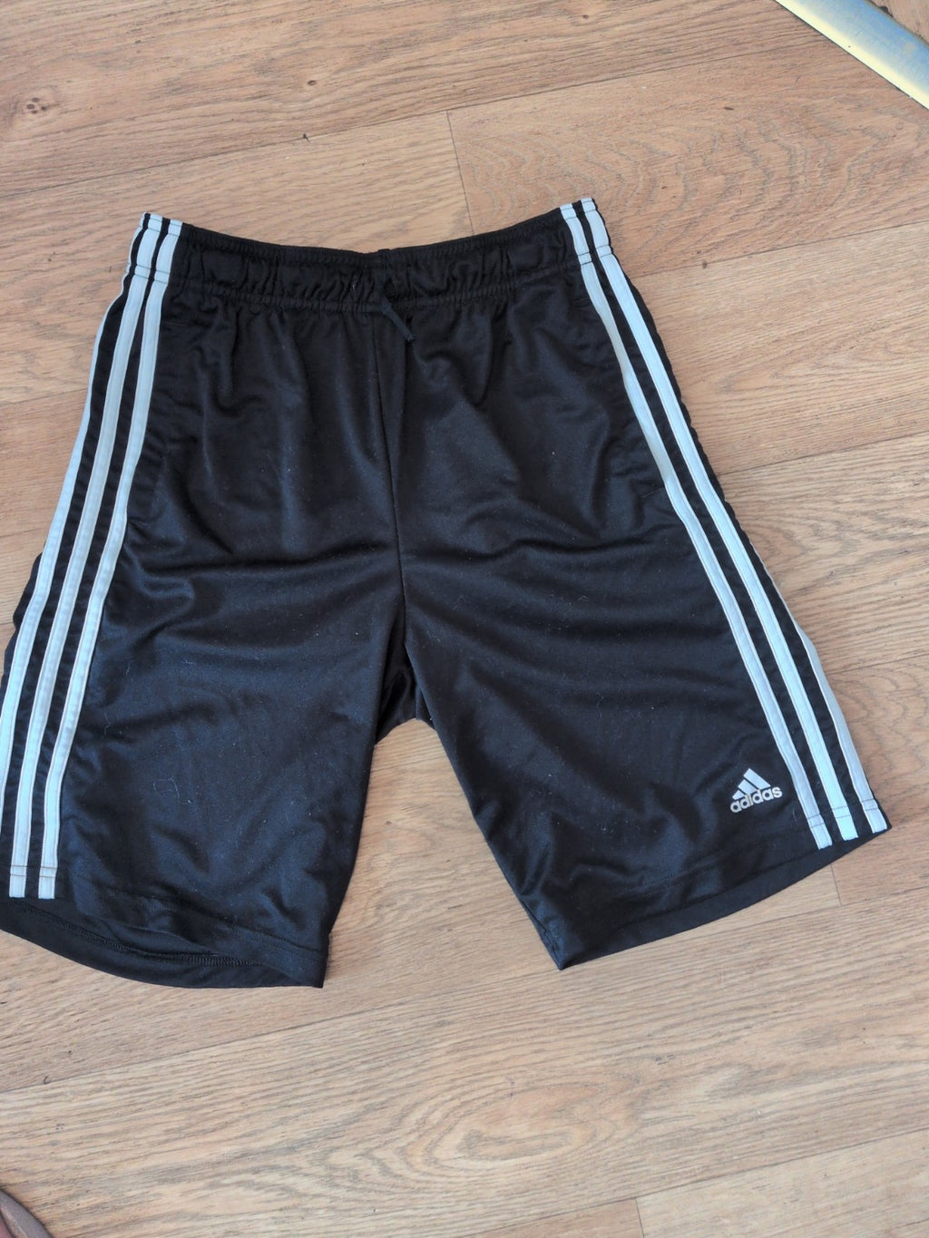 Adidas 13-14 Years Black With White Trim Elasticated Shorts