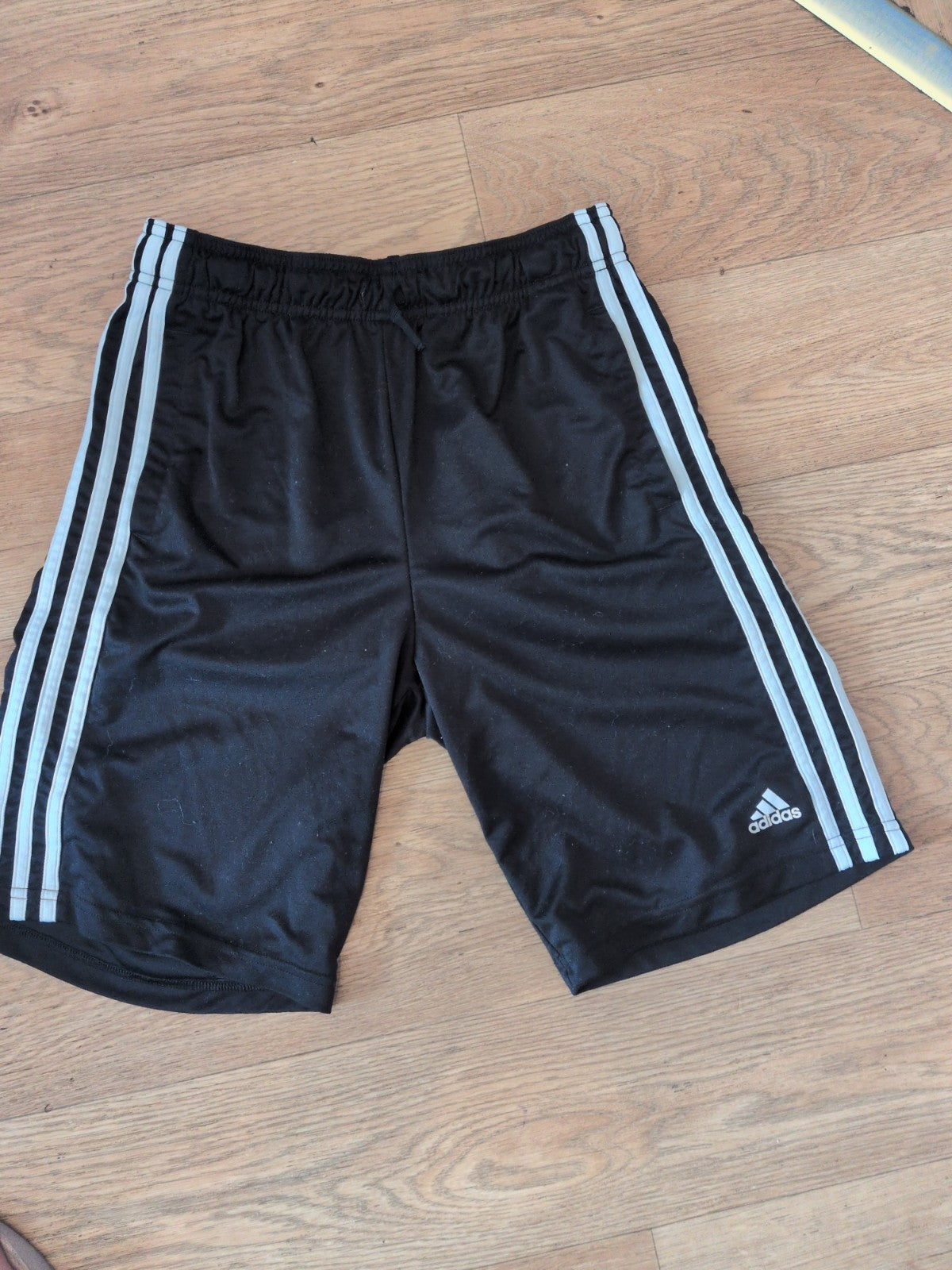Adidas 13-14 Years Black With White Trim Elasticated Shorts