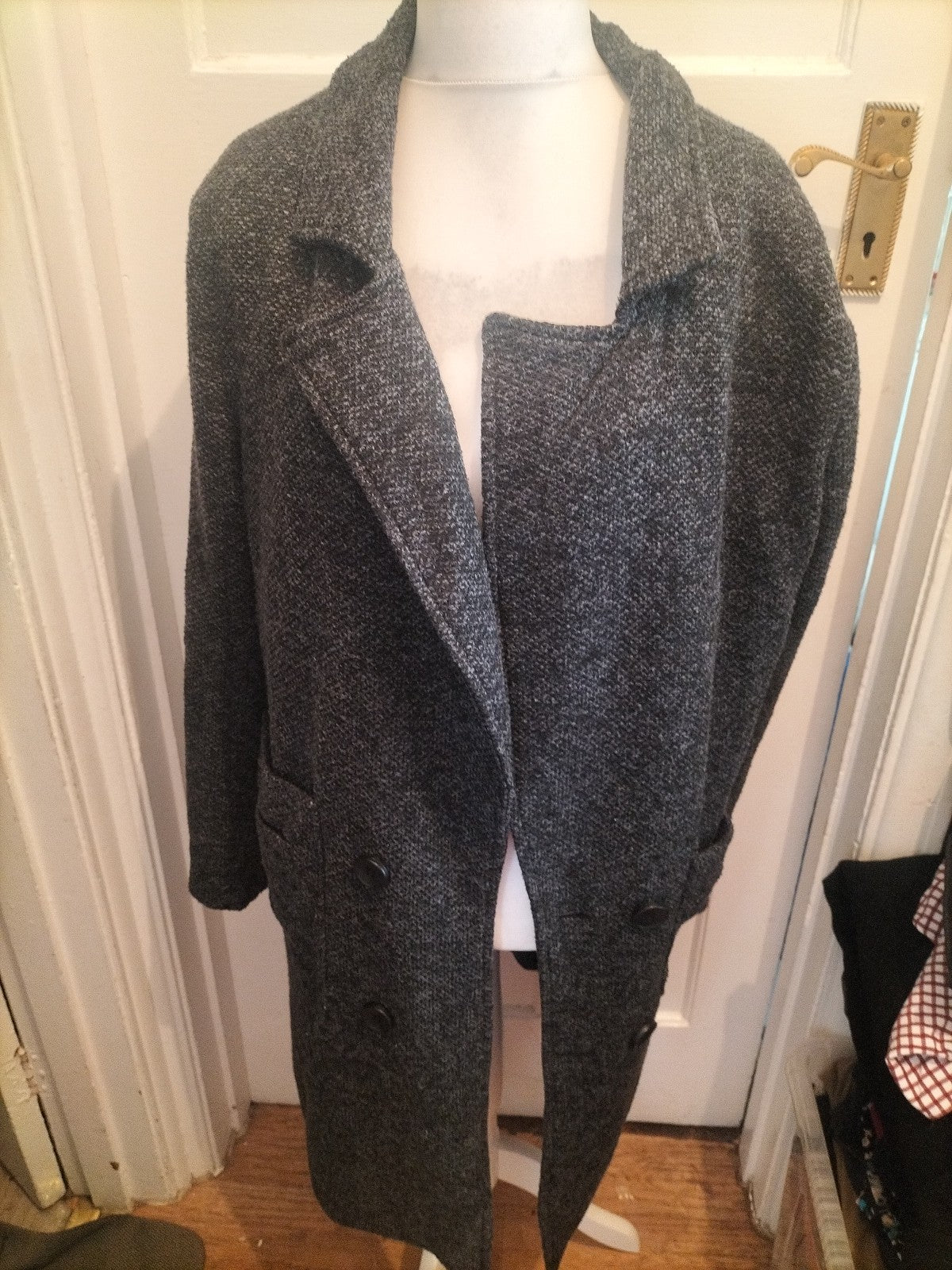 Boohoo Man Large Grey Fleck Lined Long Length Jacket