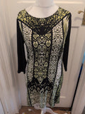M&S Collection 12 Lime And Black 3/4 Sleeved Dress