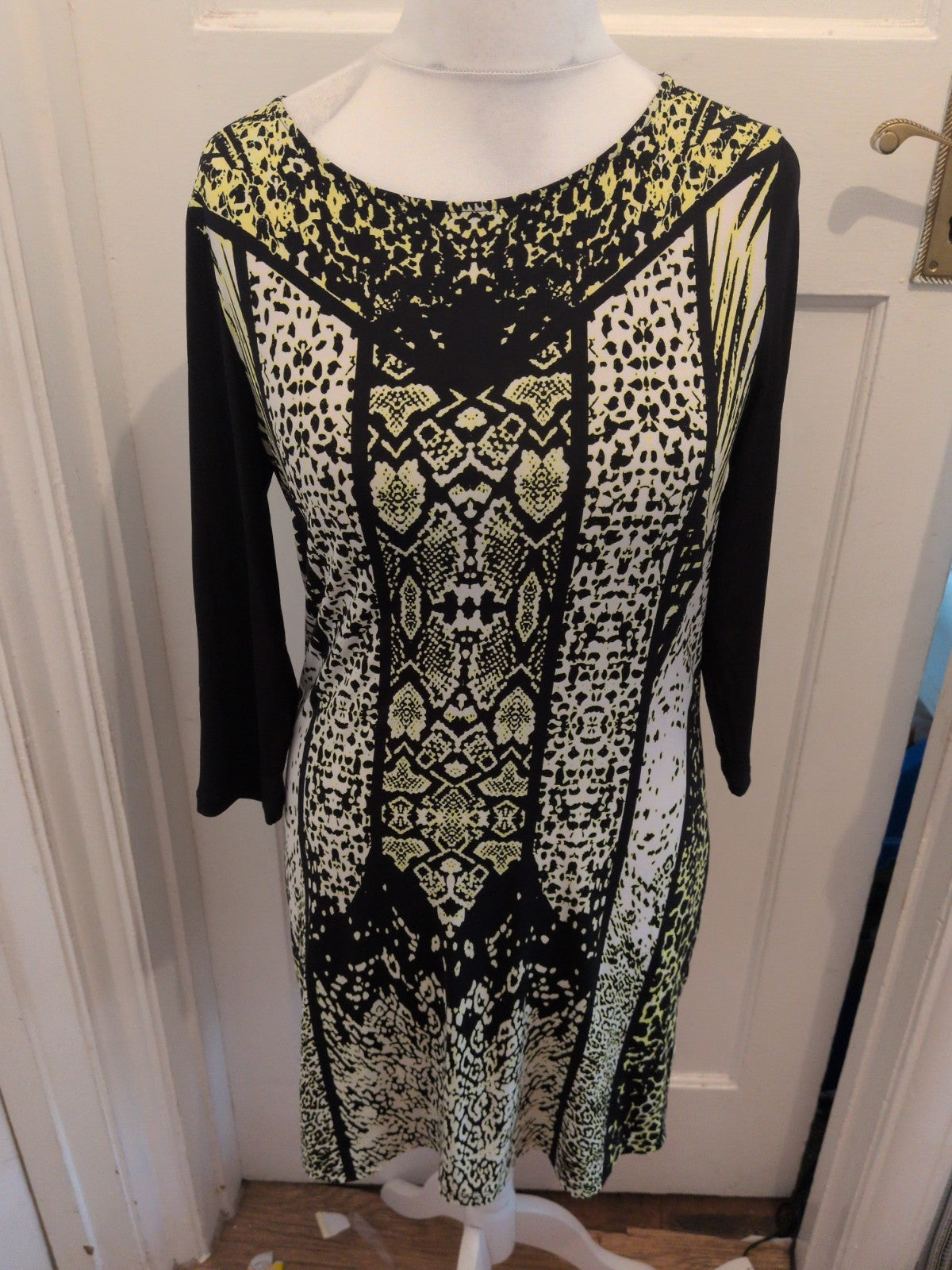 M&S Collection 12 Lime And Black 3/4 Sleeved Dress